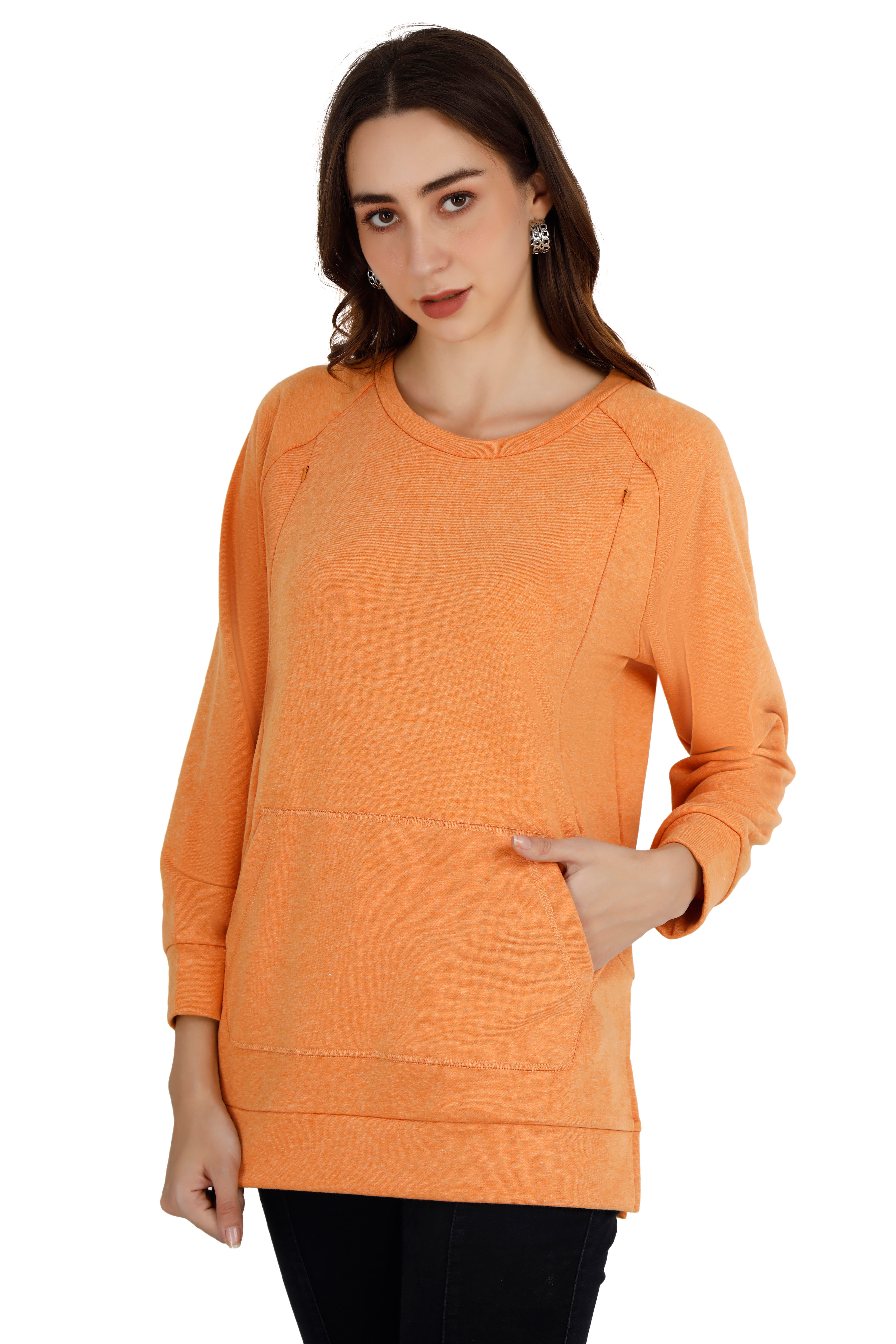 Women's Textured Tangerine Relaxed Sweatshirt - View 1